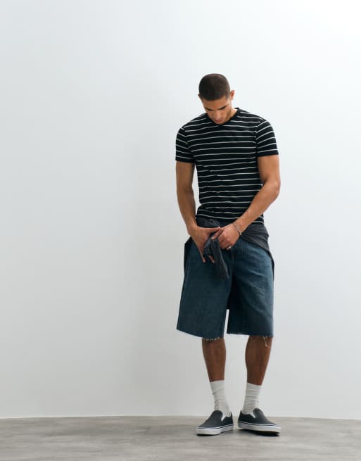ASOS DESIGN - T-shirt ajusté en tissu texturé à rayures - Noir, 3 de 5