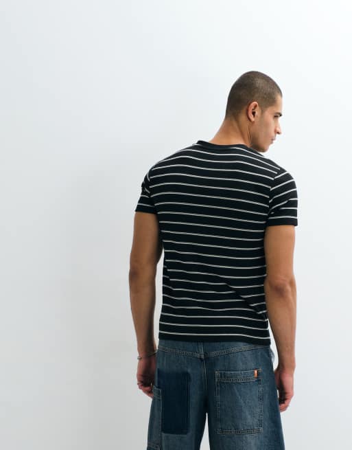 ASOS DESIGN - T-shirt ajusté en tissu texturé à rayures - Noir, 4 de 5