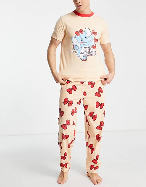 Mens Printed Lounge Set Tshirt Shorts Pyjama Nightwear Novelty Top Bottoms PJs 