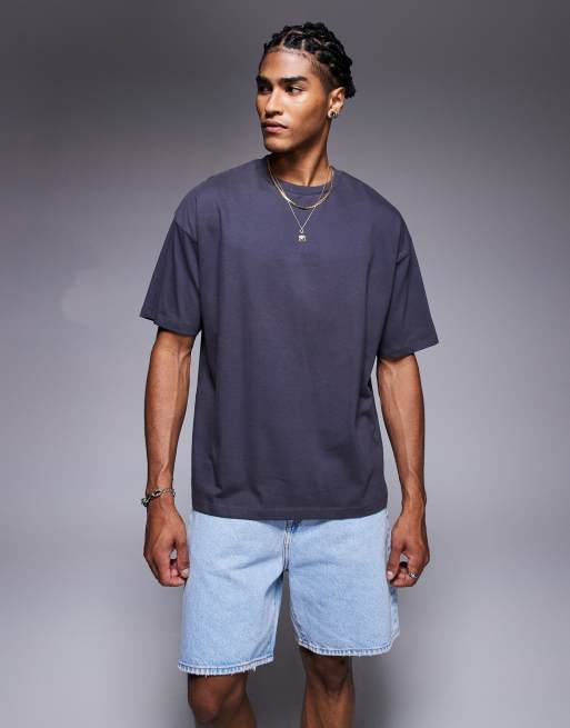 ASOS DESIGN - T-shirt antracite oversize con grafica con palme, 2 di 4