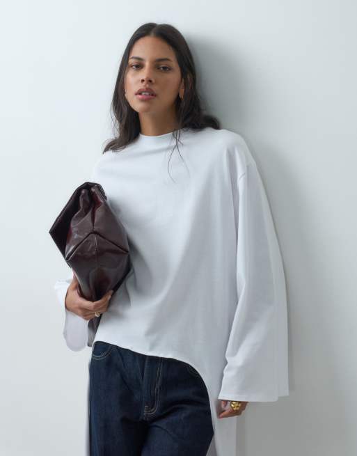 ASOS DESIGN t-shirt asymétrique à découpes à demi-manches blanc, 2 de 4