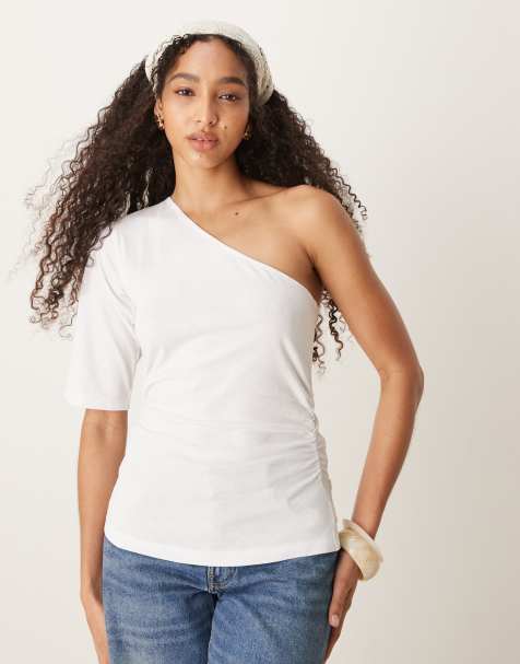 ASOS DESIGN - T-shirt asymétrique effet cintré - Blanc - view 1