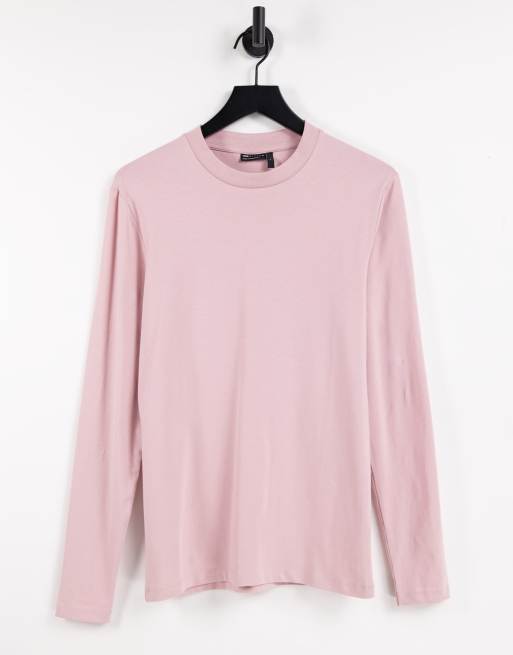 ASOS DESIGN - T-shirt attillata a maniche lunghe, colore pesca slavato