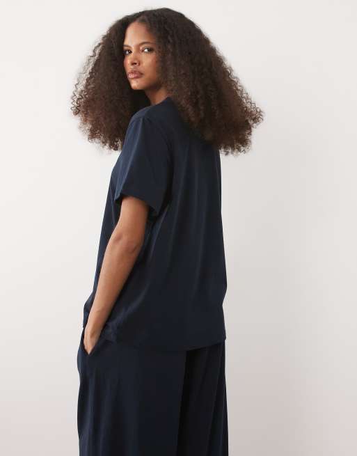 ASOS DESIGN – T-Shirt aus Baumwolle in Marineblau, Kombiteil, 2 von 4