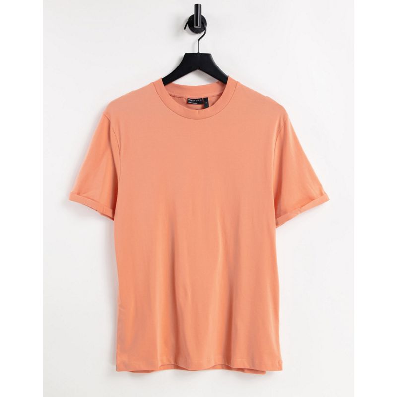 DESIGN – T-Shirt aus Bio-Material in Orange mit Rollärmeln
