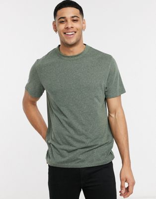 ASOS DESIGN – T-Shirt aus Leinen-Mix in Khaki-Grün