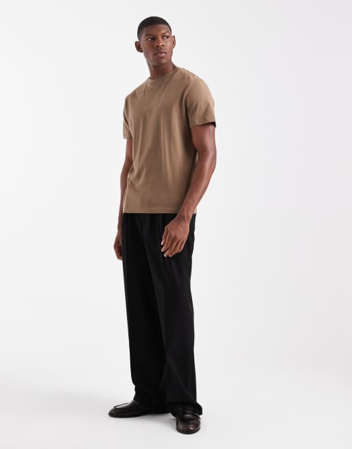 ASOS DESIGN – T-Shirt aus schwerem Stoff in Braun mit Rundhalsausschnitt, 2 von 5