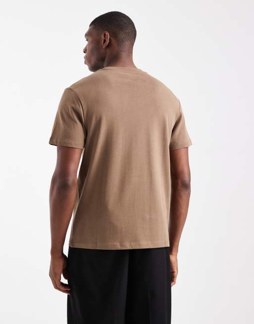 ASOS DESIGN – T-Shirt aus schwerem Stoff in Braun mit Rundhalsausschnitt, 3 von 5