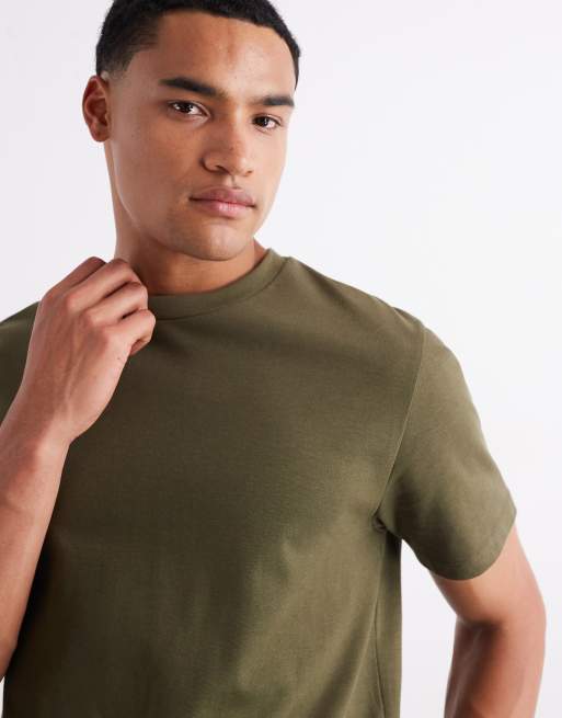 ASOS DESIGN – T-Shirt aus schwerem Stoff in Khaki mit Rundhalsausschnitt  , 5 von 6