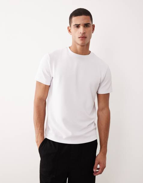 ASOS DESIGN – T-Shirt aus schwerem Stoff in Weiß mit Rundhalsausschnitt und Struktur - view 1