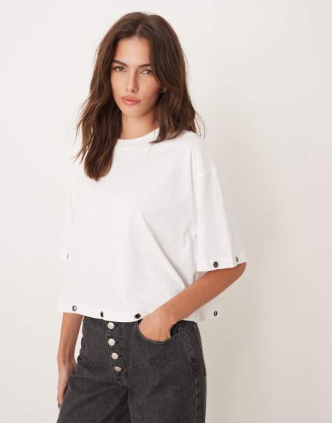 ASOS DESIGN - T-shirt avec anneau et clous - Blanc - view 1