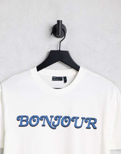 ASOS DESIGN - T-shirt avec inscription « Bonjour » sur le devant - Blanc cassé, 4 de 4