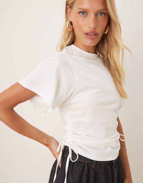 ASOS DESIGN - T-shirt avec liens sur les côtés - Blanc - view 1