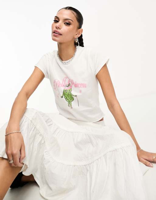 ASOS DESIGN - T-shirt baby bianca con stampa Pickle Princess, 4 di 4