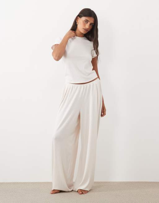 ASOS DESIGN t-shirt baby côtelé loungewear à assortir, crème, 2 de 4