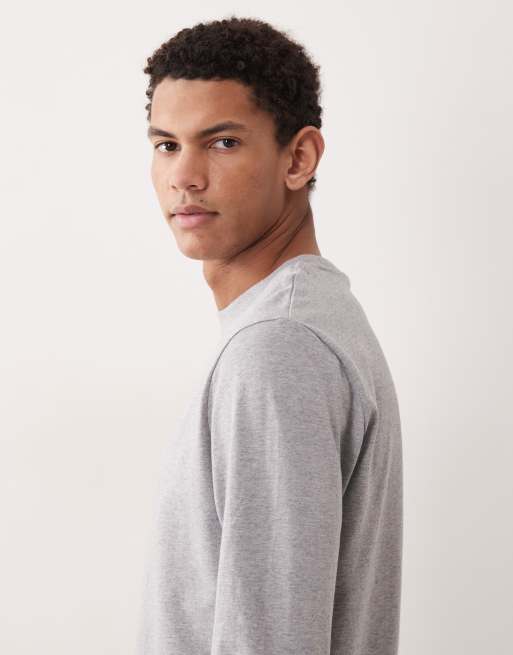 ASOS DESIGN - T-shirt basic a maniche lunghe regular fit grigio mélange, 5 di 5