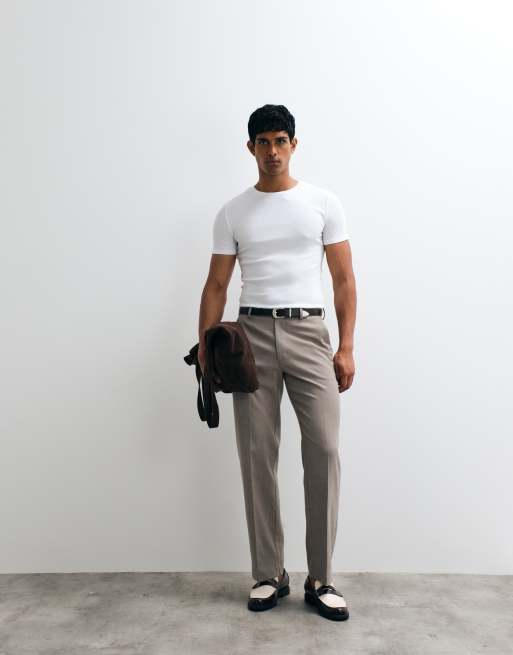 ASOS DESIGN - T-shirt basic attillata a coste bianca, 2 di 5