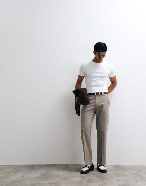 ASOS DESIGN - T-shirt basic attillata a coste bianca, 4 di 5