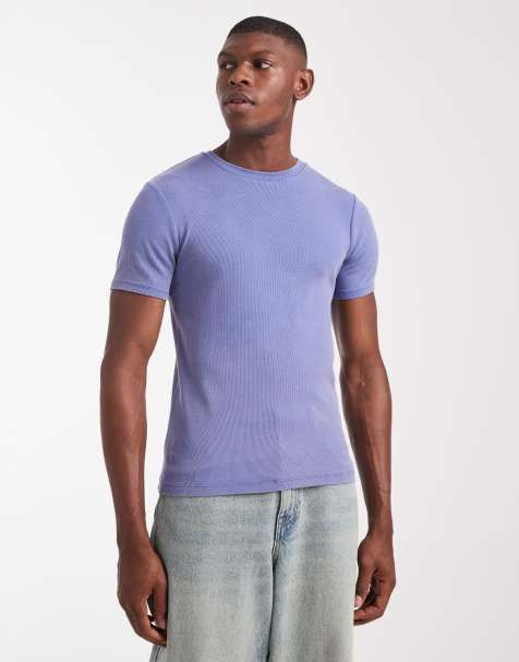 ASOS DESIGN - T-shirt basic attillata blu slavato - view 1