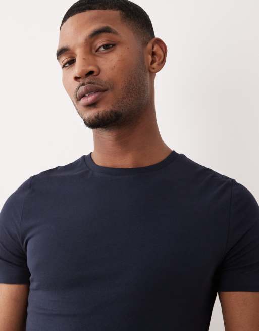 ASOS DESIGN - T-shirt basic attillata color blu navy, 3 di 5