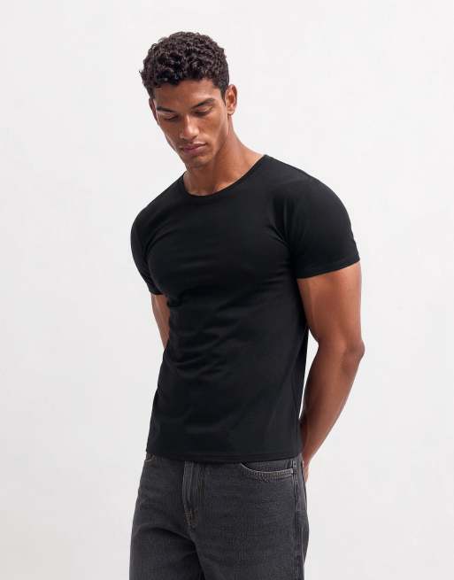 ASOS DESIGN - T-shirt basic attillata nera, 6 di 10