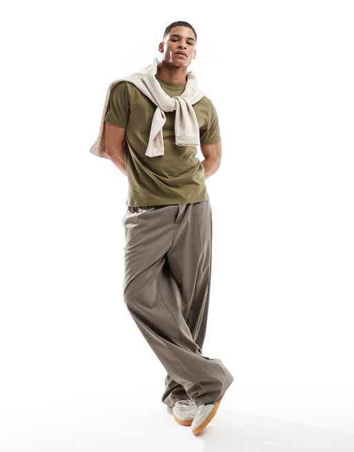 ASOS DESIGN – T-shirt basic o regularnym kroju w kolorze khaki  , 4 z 4