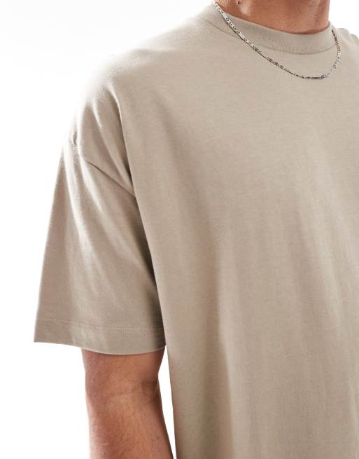 ASOS DESIGN - T-shirt basic oversize color pietra, 3 di 4