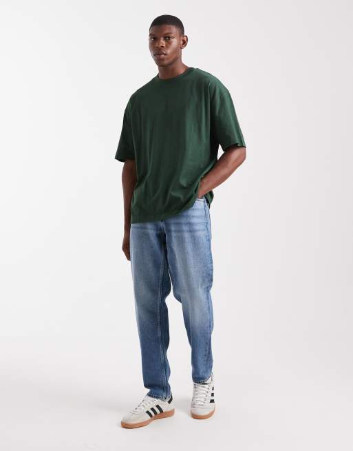 ASOS DESIGN - T-shirt basic oversize verde scuro, 2 di 5