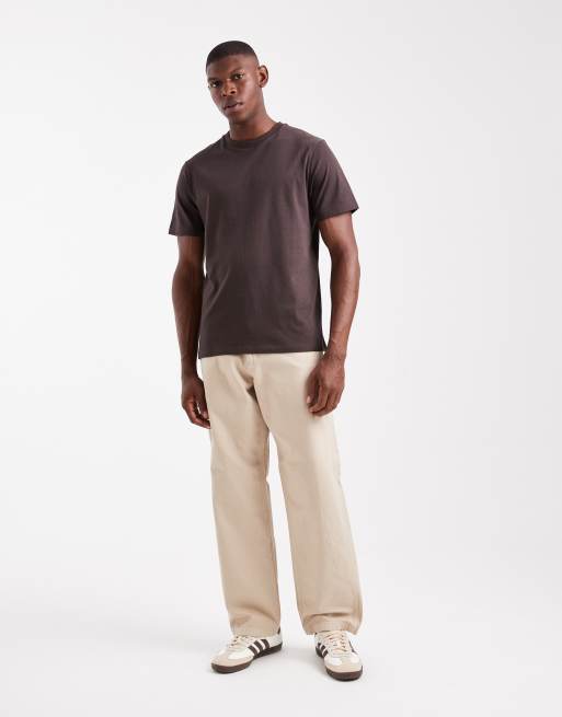 ASOS DESIGN - T-shirt basic regular fit marrone, 4 di 5