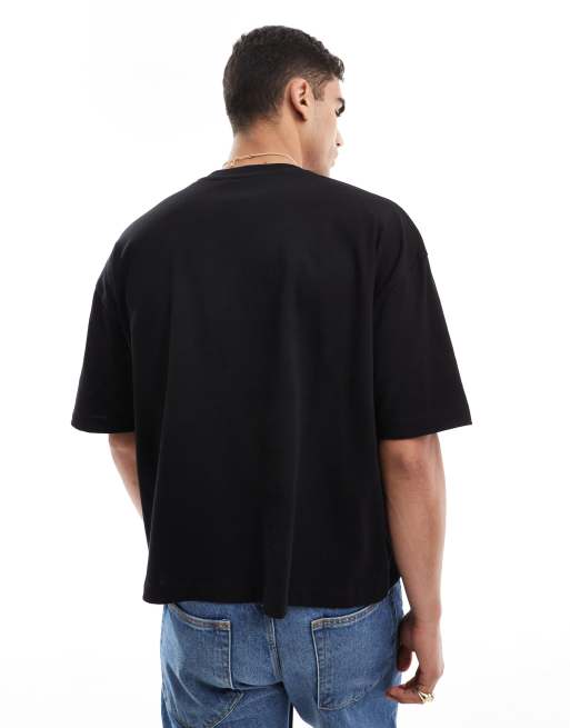ASOS DESIGN - T-shirt basic squadrata oversize pesante da 240 gsm nera, 3 di 4