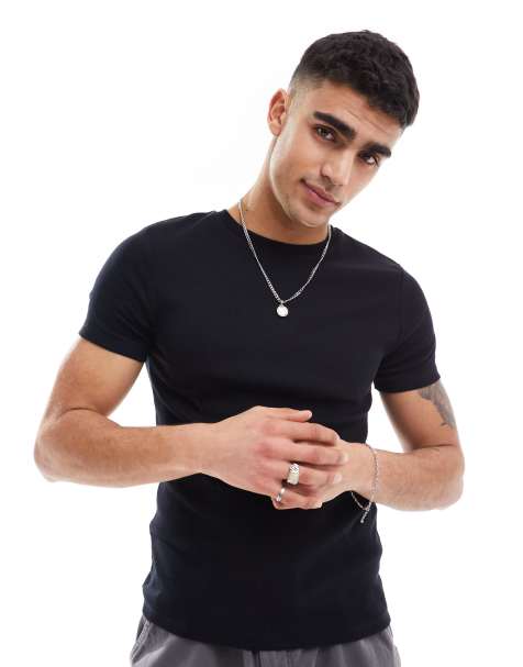 ASOS DESIGN - T-shirt basique moulant et côtelé - Noir - view 1