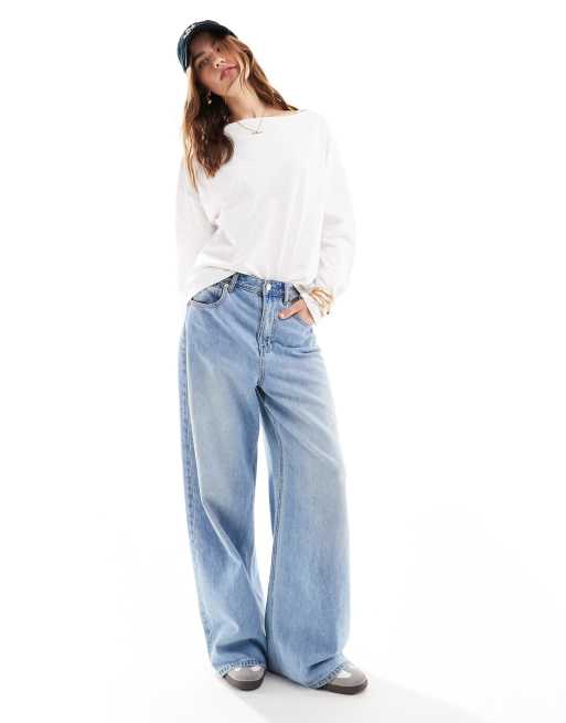 ASOS DESIGN - T-shirt bianca a maniche lunghe in cotone fiammato con scollo a barchetta