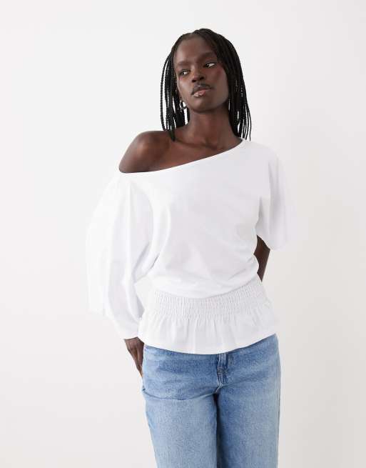 ASOS DESIGN T-shirt bianca con dettaglio in vita