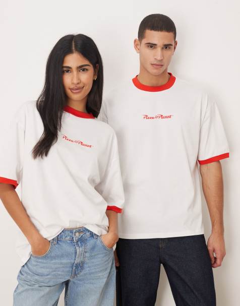 ASOS DESIGN - T-shirt bianca unisex oversize con stampa Disney Pixar di Toy Story Pizza Planet - view 1