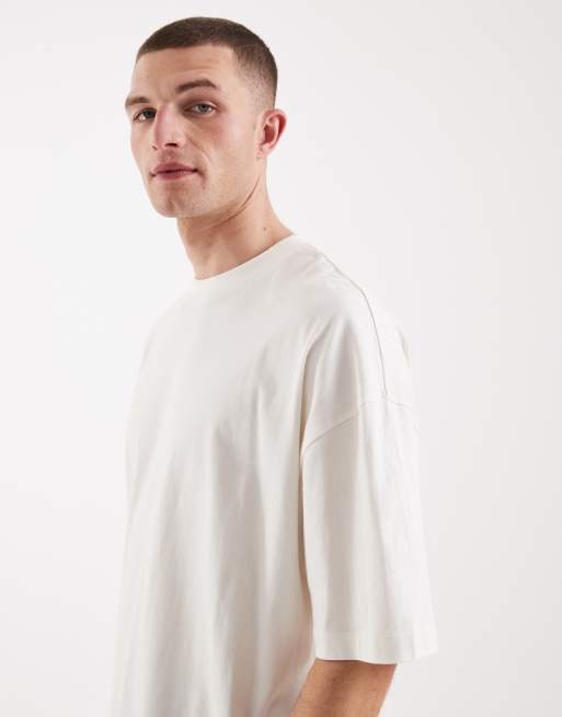 ASOS DESIGN - T-shirt bianco sporco oversize con grafica di caffè, 4 di 5