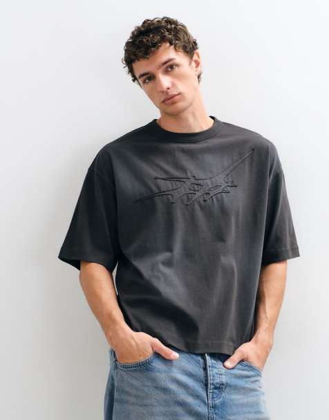 ASOS DESIGN t-shirt boxy oversize avec appliqué en gris charbon délavé - view 1