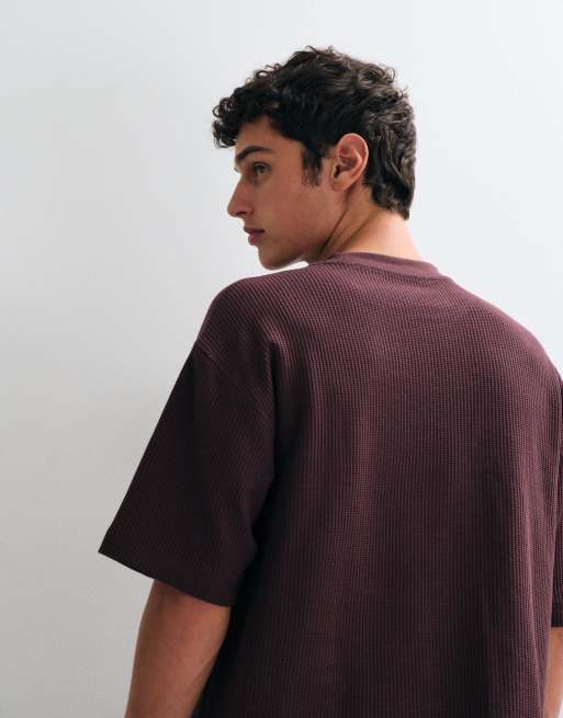 ASOS DESIGN T-shirt boxy oversize super pesante in waffle viola, 2 di 5