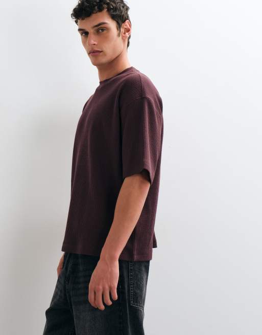 ASOS DESIGN T-shirt boxy oversize super pesante in waffle viola, 5 di 5