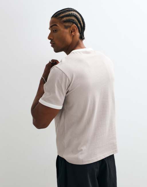 ASOS DESIGN T-shirt boxy regular ringer in grigio slavato, 4 di 10