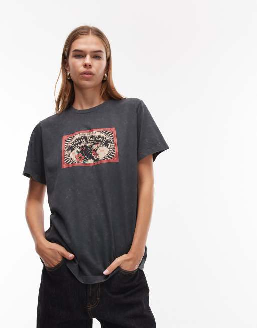ASOS DESIGN - T-shirt classique à imprimé salon de tatouage - Anthracite délavé, 2 de 4