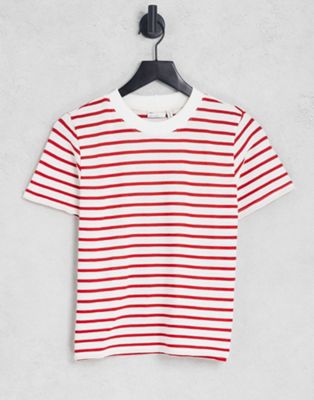 ASOS DESIGN - T-shirt classique à rayures - Écru et rouge | ASOS
