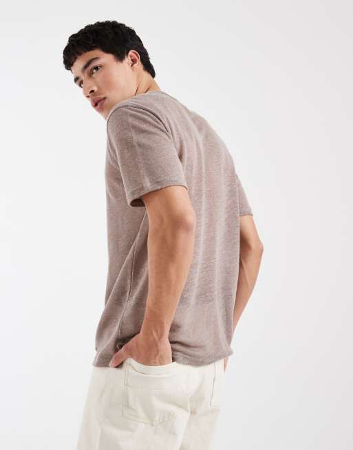 ASOS DESIGN - T-shirt classique en lin pur - Beige , 5 de 5