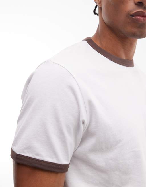 ASOS DESIGN - T-shirt classique oversize coupe carrée à bords contrastants et imprimé texte - Blanc, 4 de 5