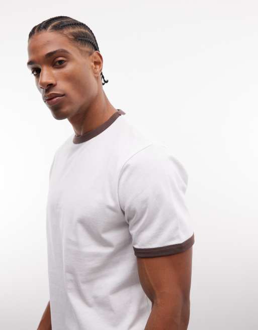 ASOS DESIGN - T-shirt classique oversize coupe carrée à bords contrastants et imprimé texte - Blanc, 5 de 5