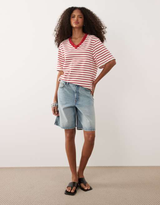 ASOS DESIGN - T-shirt col V oversize à rayures, 2 de 4