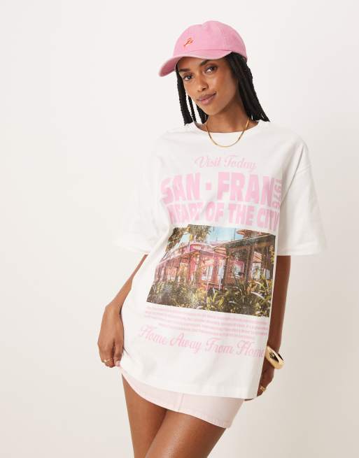 ASOS DESIGN - T-shirt color crema oversize con grafica 