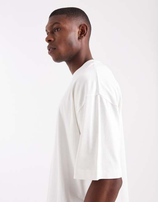 ASOS DESIGN - T-shirt color crema oversize pesante, 4 di 5