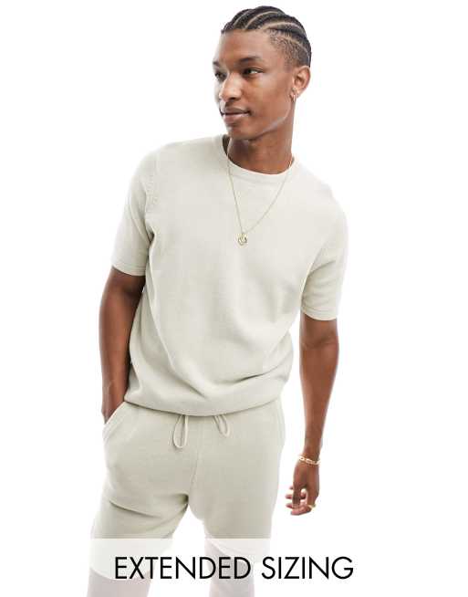 ASOS DESIGN - T-shirt color pietra in cotone di media pesantezza