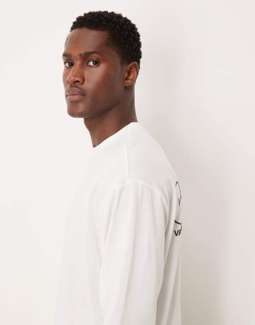 ASOS DESIGN - T-shirt comoda a maniche lunghe bianca con stampa sul retro, 4 di 5