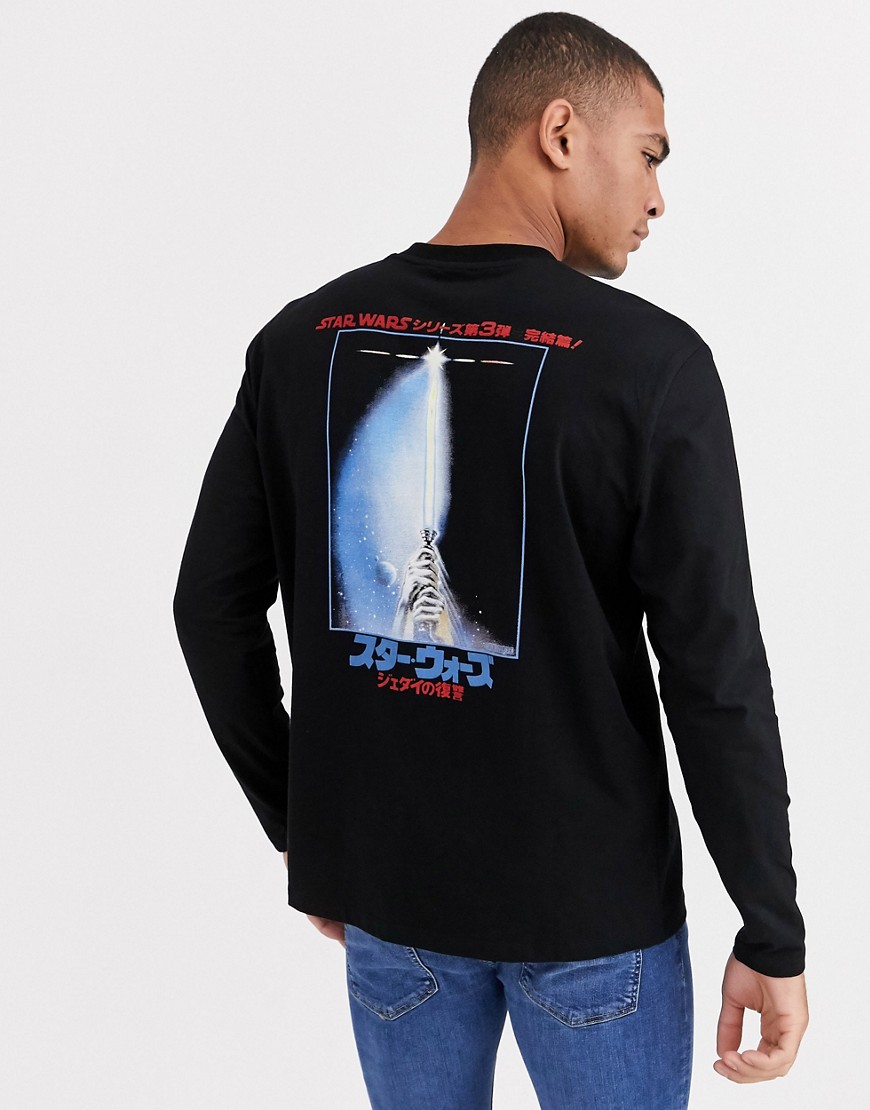ASOS DESIGN - T-shirt comoda a maniche lunghe con stampa Star Wars-Nero